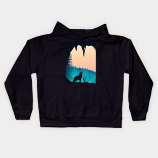 Wolf at Night Kids Hoodie